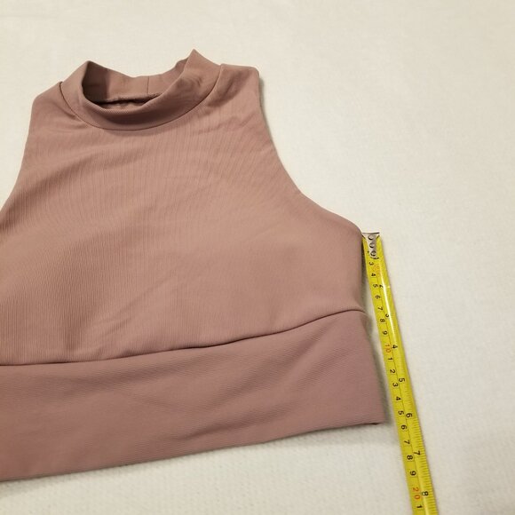 Mauve Mock Neck Sports Bra Kyodan Small w/ Removable Padding Cropped Top Pink - Picture 6 of 7